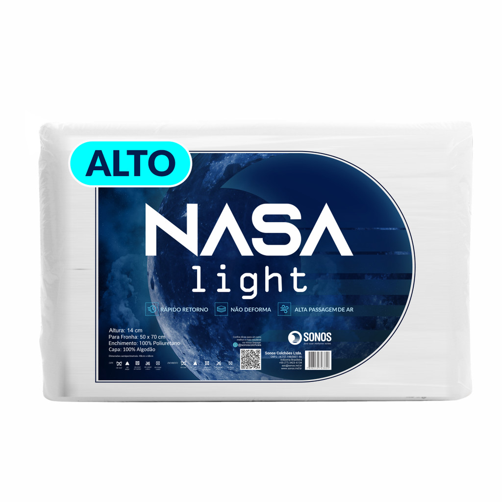 Travesseiro Sonos Nasa Light Alto 14cm de Altura em Oferta na Shopee