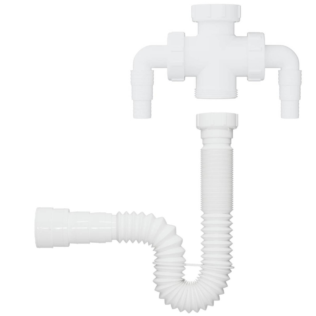 KIT CONEXÃO CRUZETA DUPLA E SIFÃO EXTENSIVO 70 CM BRANCO