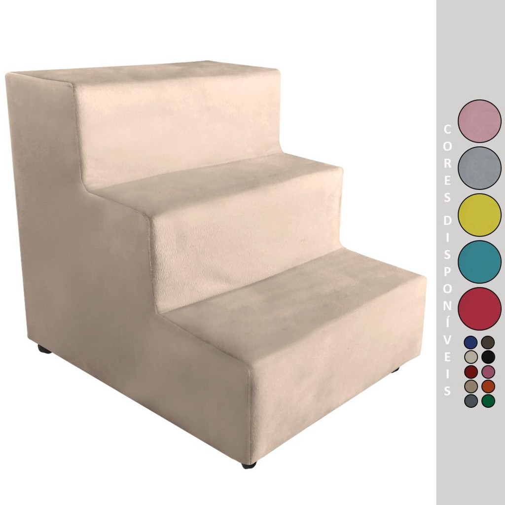 Escada Escadinha Pet 3 Degraus para Cachorro Suede Aninha Poltronas