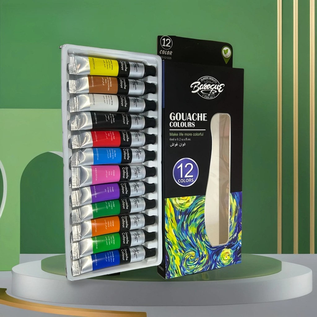 12 Cores Tinta Acrílica/Oleo/Aquarela/-Bisnaga 6ml para Artes em Tela/Papel/Madeira
