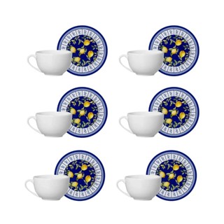 Conjunto 6 Xícaras de Chá Branca C/ Pires Limone Alleanza em Oferta na Shopee