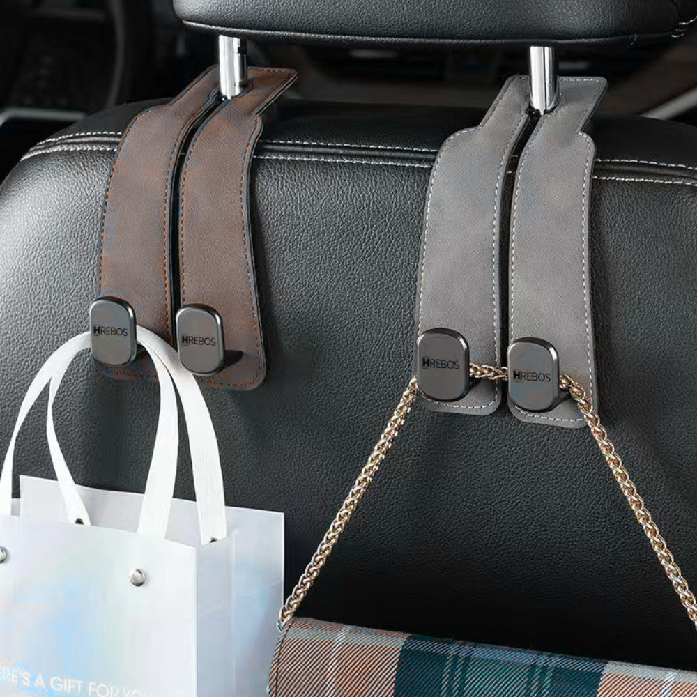Gancho Duplo para Banco Traseiro de Carro Hrebos IF-275 – Suporte para Bolsas e Sacolas