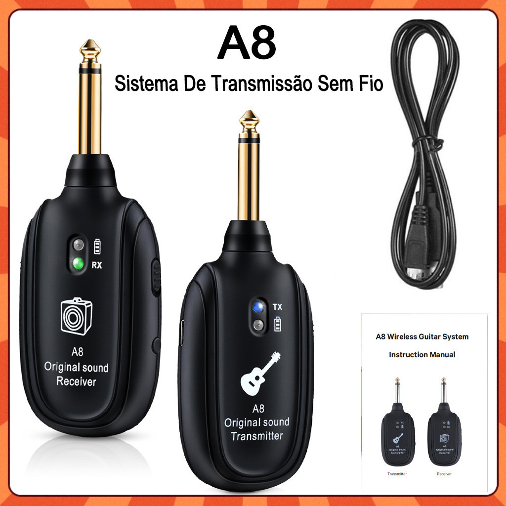 Transmissor E Receptor  Profissional Sem Fio Para Guitarra A8, Sistema De Transmissão Sem Fio Para Guitarra E Baixo