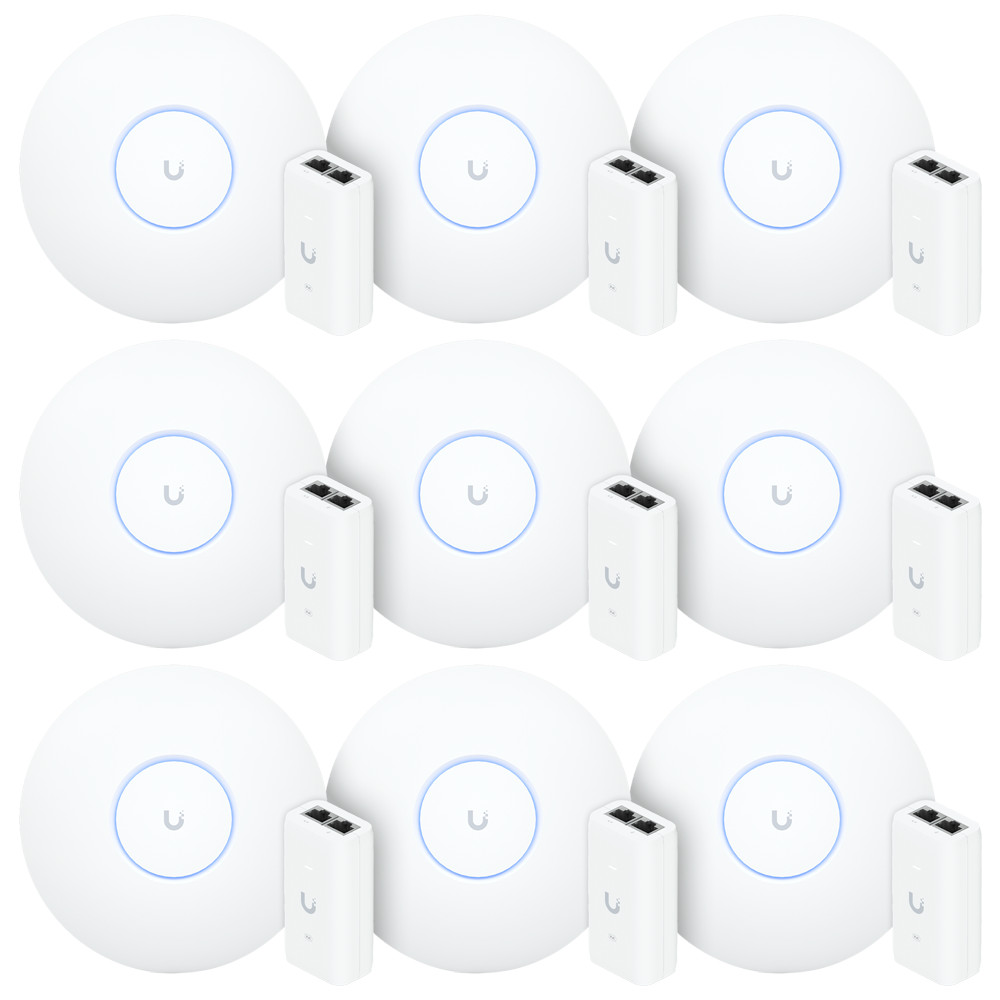 9 U6 Pro Ubiquiti Com 9 Fontes 48V 15W | 9 Roteadores WiFi 6 Access Point 5.3 Gbps + 9 Injetores PoE