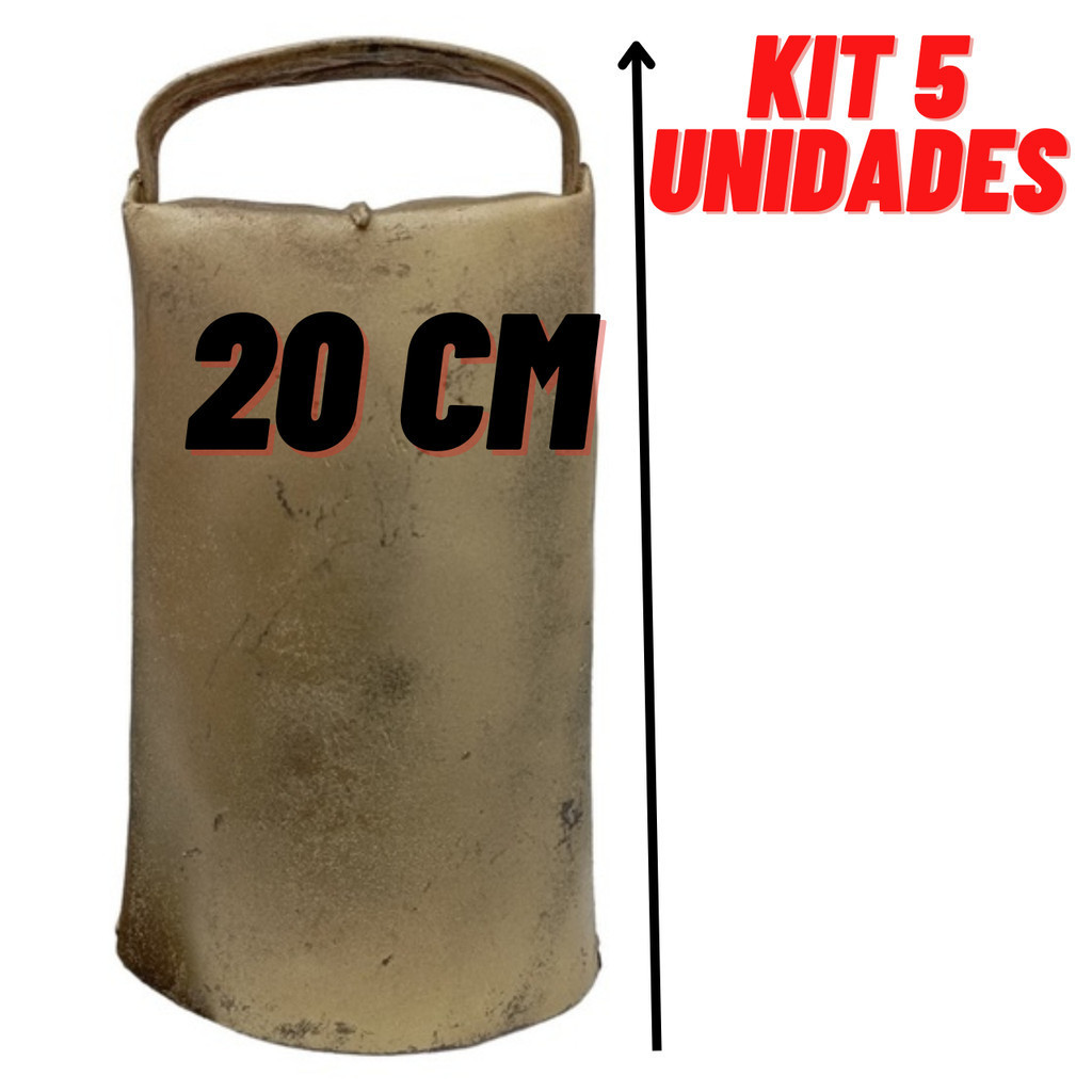 kit 5 Sino 20cm metal Cincerro Boi Vaca Chocalho Pé De Serra Grande