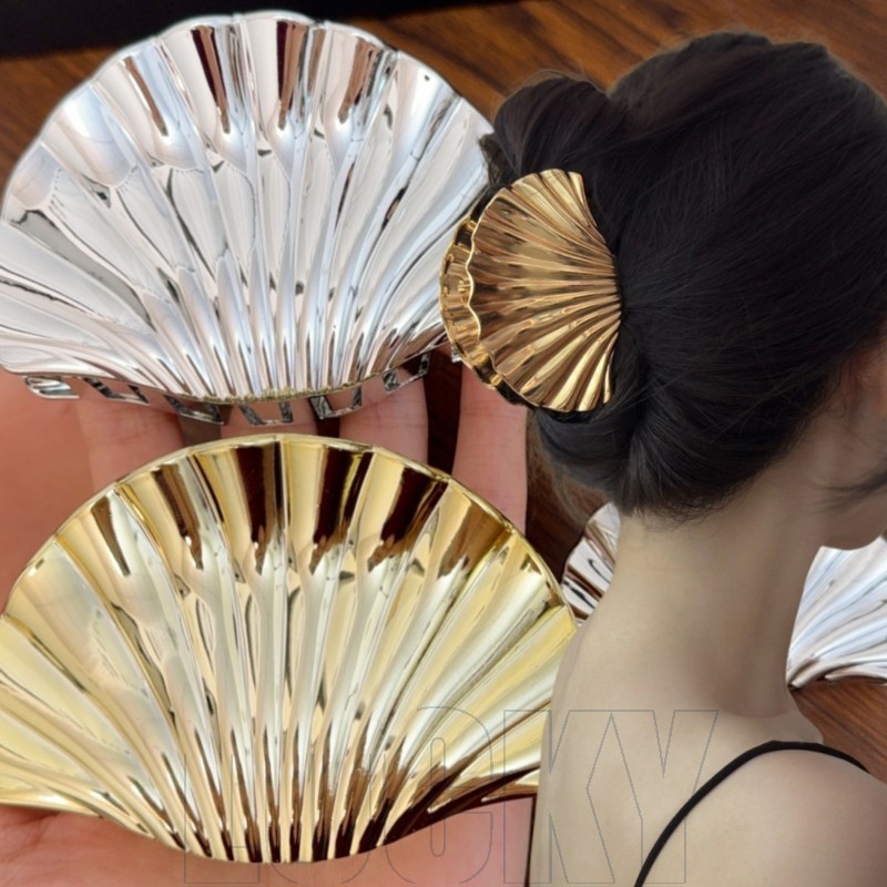 2 Peças De Grampos De Garra De Cabelo Em Formato De Concha De Textura-Clipe De Tubarão Da Moda-Alfinetes De Rabo De Cava em Oferta na Shopee