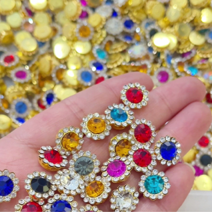 100 Peças De Cristal Redondo Costurado Em Strass Para Acessórios De Vestuário De Roupas DIY em Oferta na Shopee