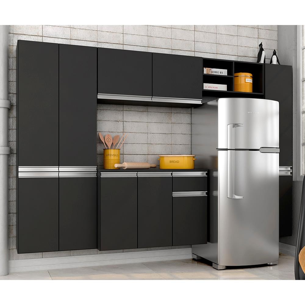 Armário De Cozinha 5 Peças Liris Preto - Móveis Arapongas em Oferta na Shopee