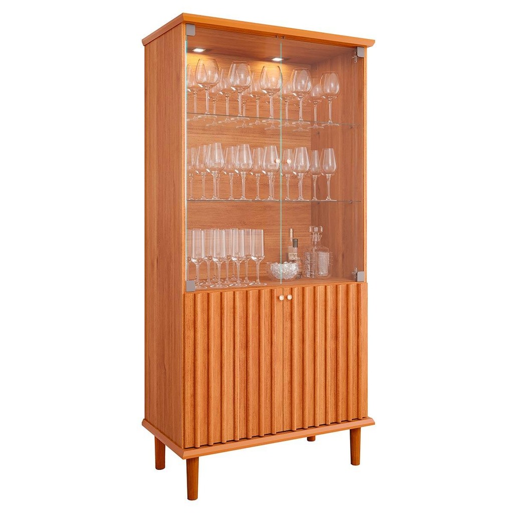 Cristaleira Para Sala de Estar Sala de Jantar Luiza Cor Cinamomo