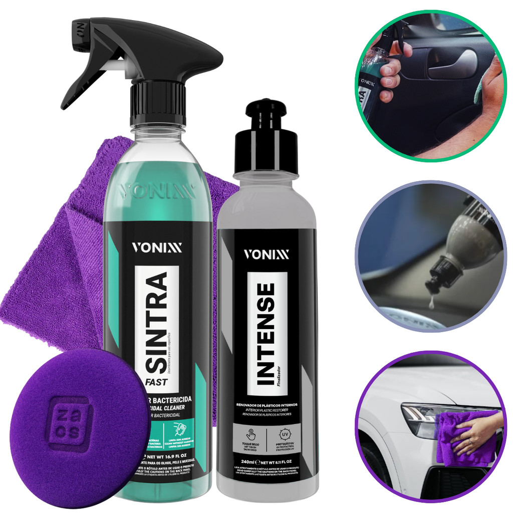 Kit Sintra Fast Limpador + Intense Renovador De Plásticos Vonixx Com Pano e Aplicador em Oferta na Shopee