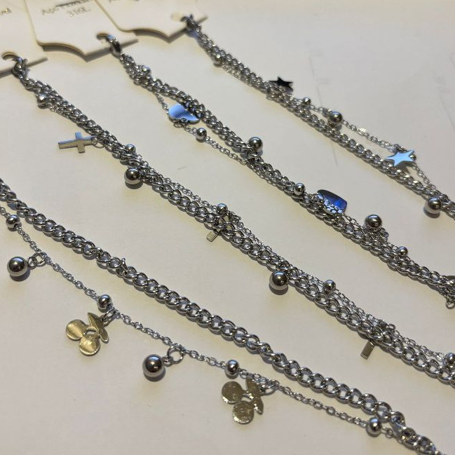 Pulseira Aço Inoxidável Legítima Prateada/Camada Dupla Novo Modelo em Oferta na Shopee