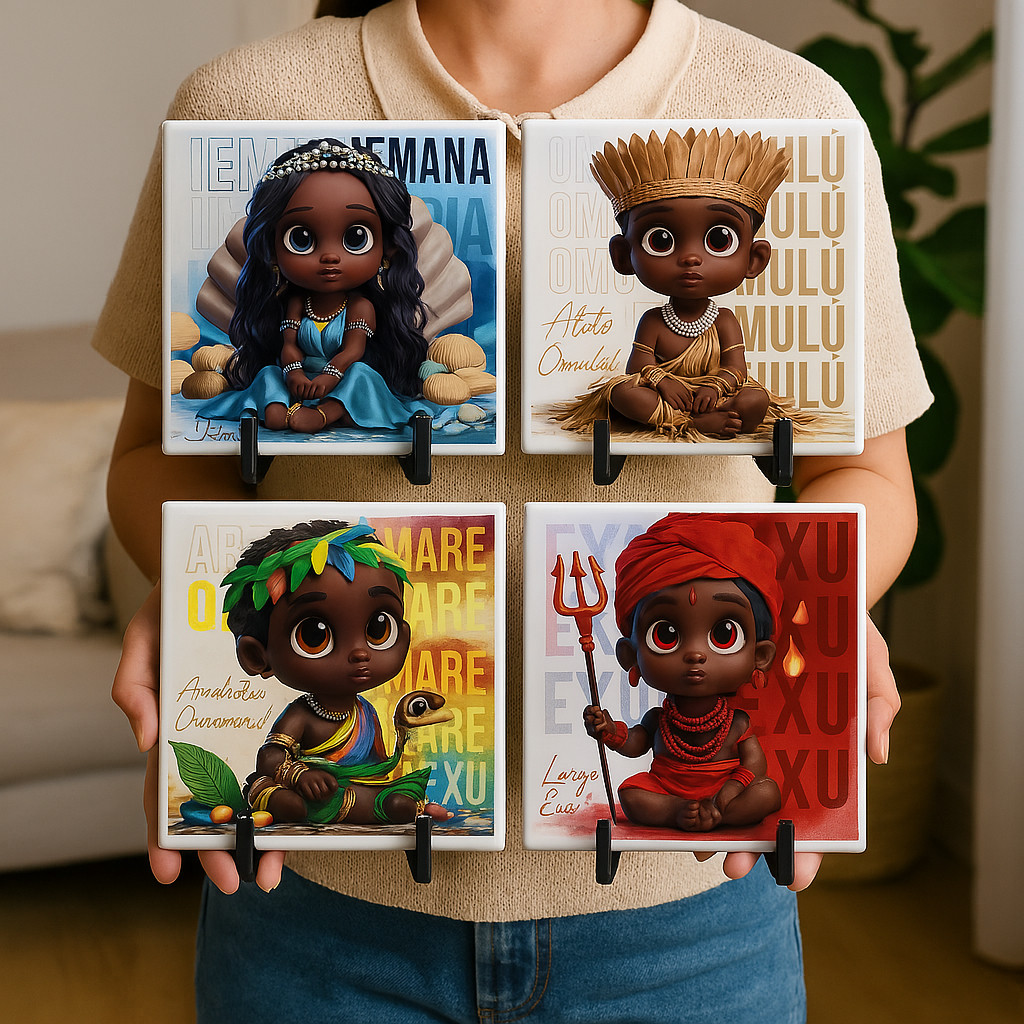 Azulejo Orixás Baby Candomblé, Umbanda, Religião 20x20 Personalizado com Suporte