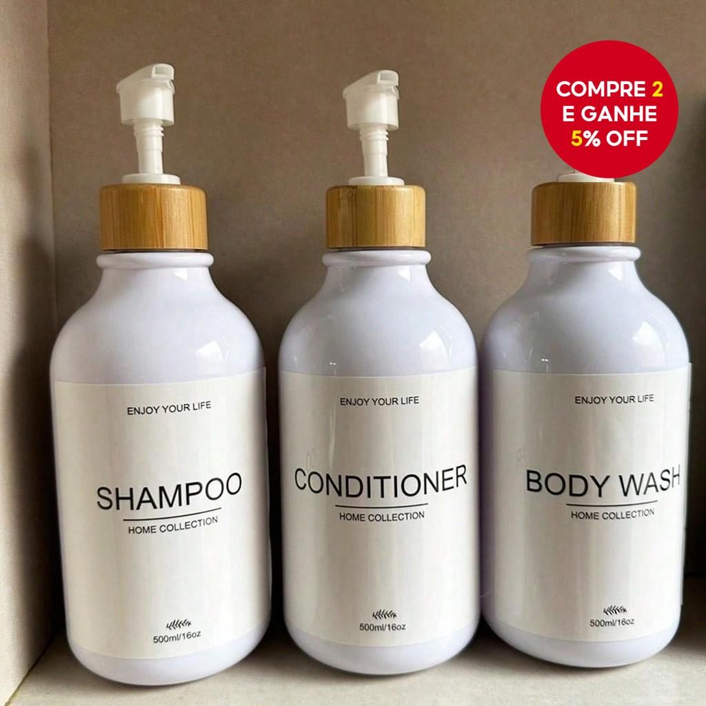 Loção De Shampoo 3pcs 500ml Conjunto Dispensador Com Rótulo Para De Banheiro Gel De Banho ...