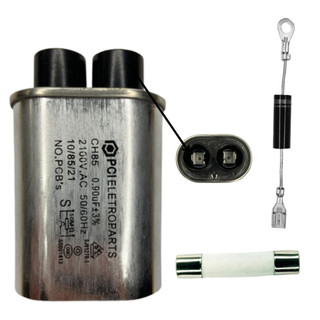 Kit para reparo de forno microondas capacitor 0,90uf + diodo + fusível cerâmico 20 amperes
