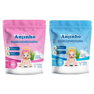 Kit C2 Lenço Umedecido Refil Azul e Rosa - Anjinho em Oferta na Shopee