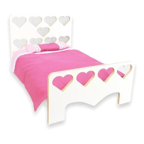 Cama Boneca Corações Baby Alive Wow Lol Kit Jogo De Cama Mdf