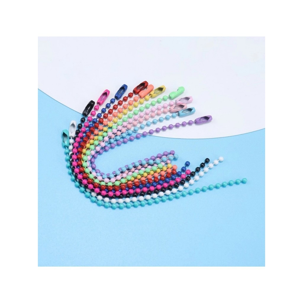 50/100 correntes de bolas com etiquetas de canoa 10cm, chaveiros coloridos, cores disponíveis