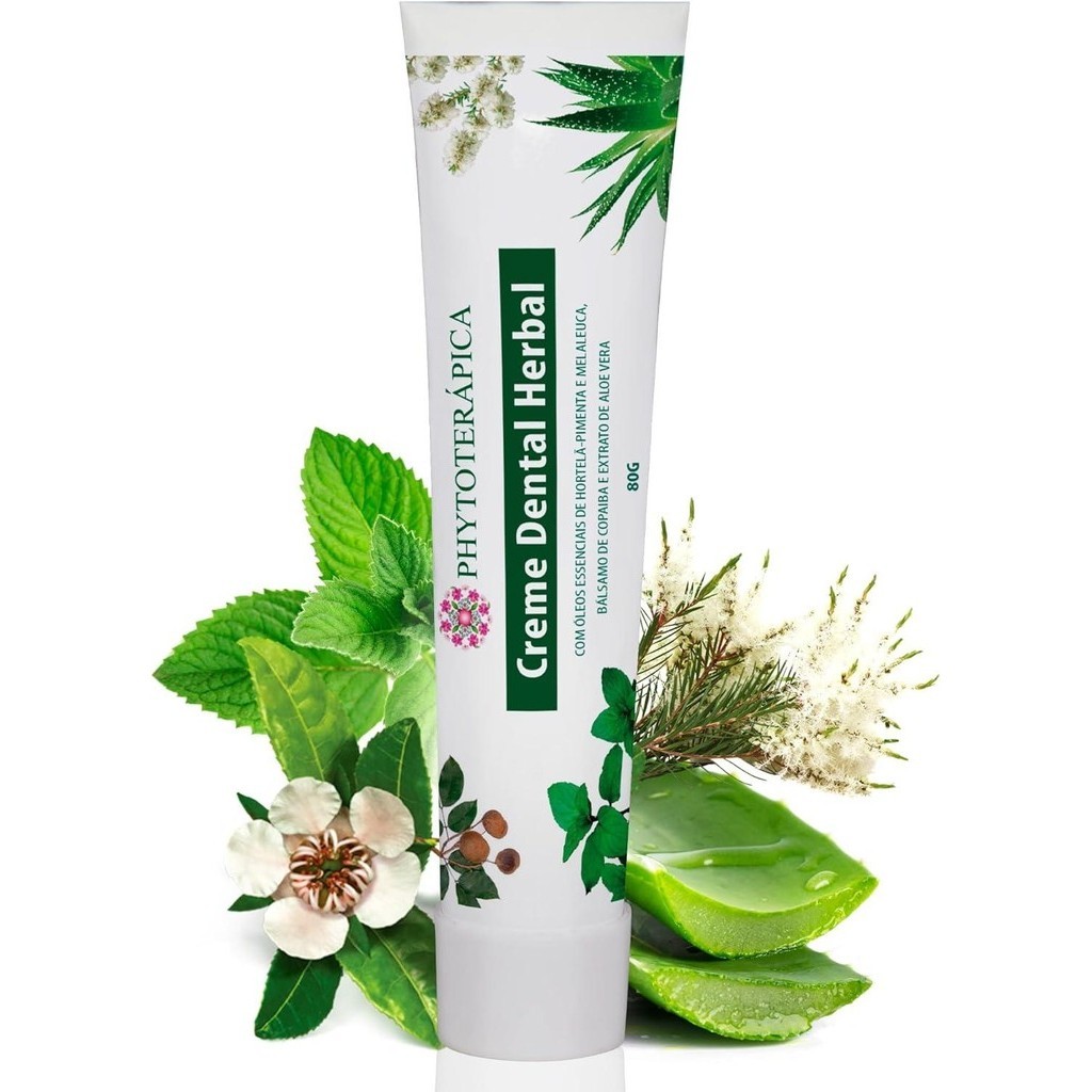 Creme Dental Herbal Adulto - Com extratos naturais, controle de cáries e na remoção de manchas - 80 em Oferta na Shopee