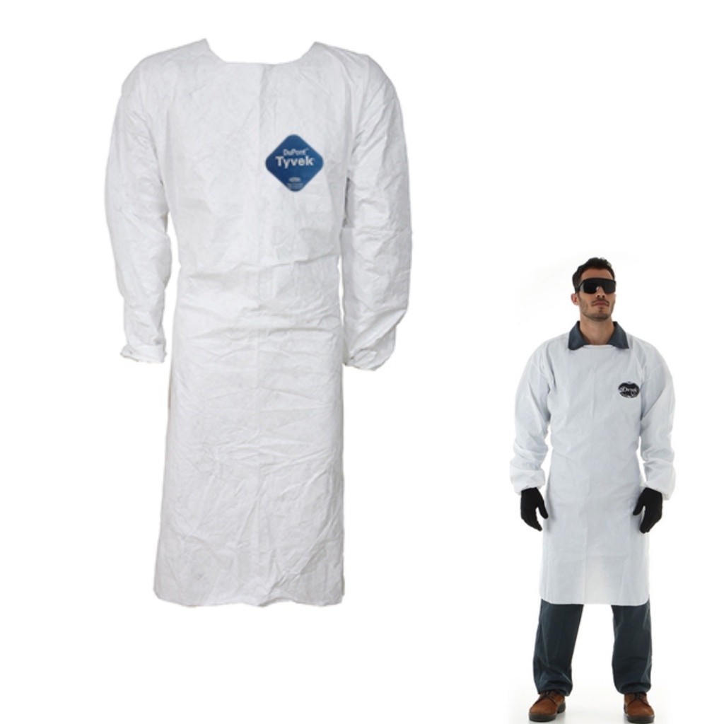 Avental Dupont Tyvek TY278B Branco Barbeiro Pintura Quimico Impermeável Fibras de Polietileno Proteção Frontal