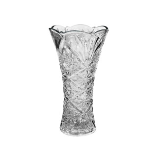 Vaso De Vidro 24cm Decorativo Alto Relevo Resistente Arranjo Flores