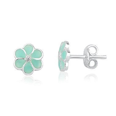 Brinco Feminino de Prata 925 Flor Azul claro - Fashion Accessories