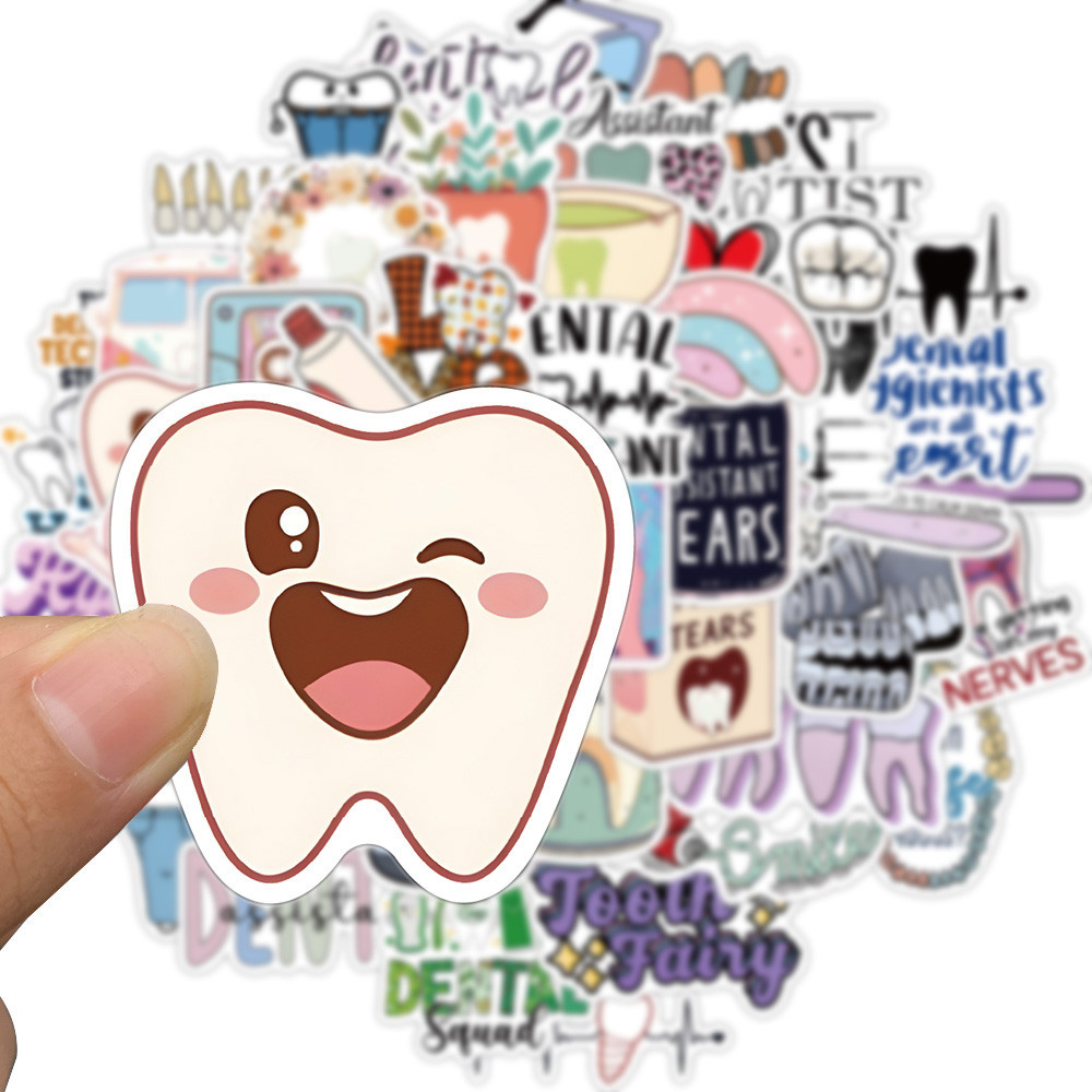 [Adesivo Grande] 50Pcs Adesivos Dentários Bonitos Proteção Dos Dentes Kids Gift Dentist Clinic Decoration Supplies for school Professores Sticker em Oferta na Shopee