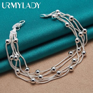 URMYLADY 925 Sterling Silver Bead 6 Inch Pulseira Para Noivado Feminino Jóias De Moda