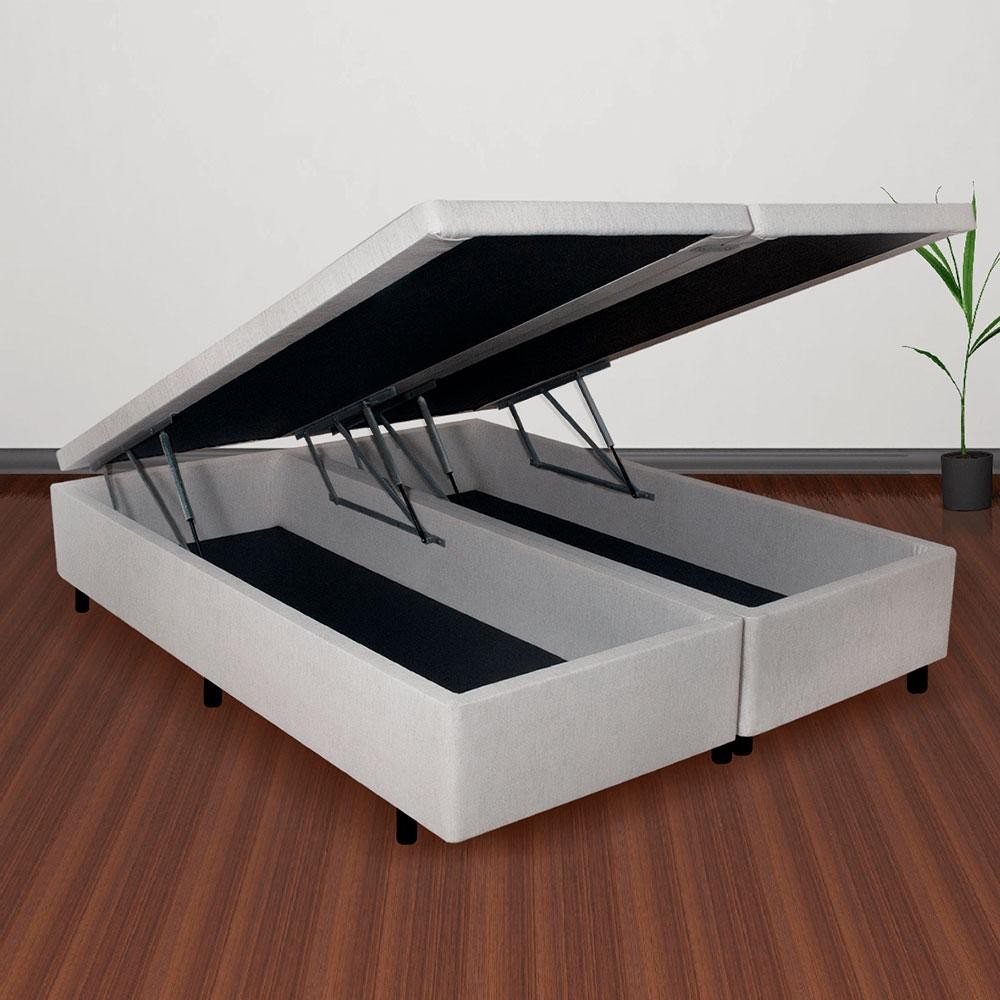 Base Box com Baú King 193x203x42 cm Courino Linho Areia