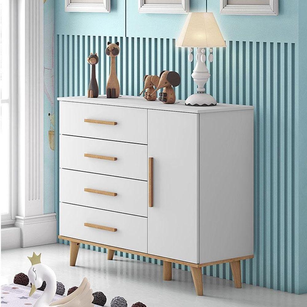 Cômoda Infantil Ludmila Branco Bétula - Carolina em Oferta na Shopee