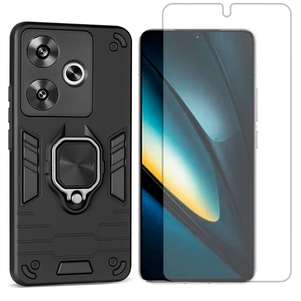 Capa Anel Magnetico Para Xiaomi Poco F6 + Pelicula Hidrogel