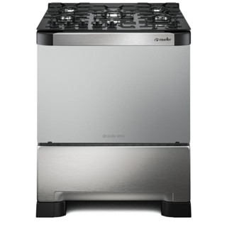 Fogão Mueller 5 bocas Decorato Vetro Inox com mesa de vidro em Oferta na Shopee