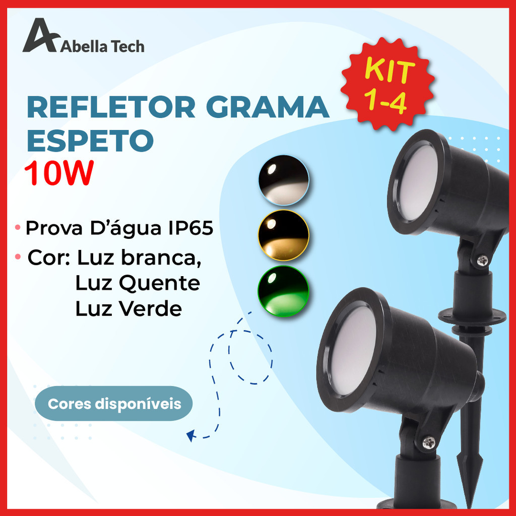 Super Luminária Espeto Jardim 10W LED | Luz de Gramado | À Prova D'àgua | Luz Branco Frio | Branco Quente | Verde em Oferta na Shopee