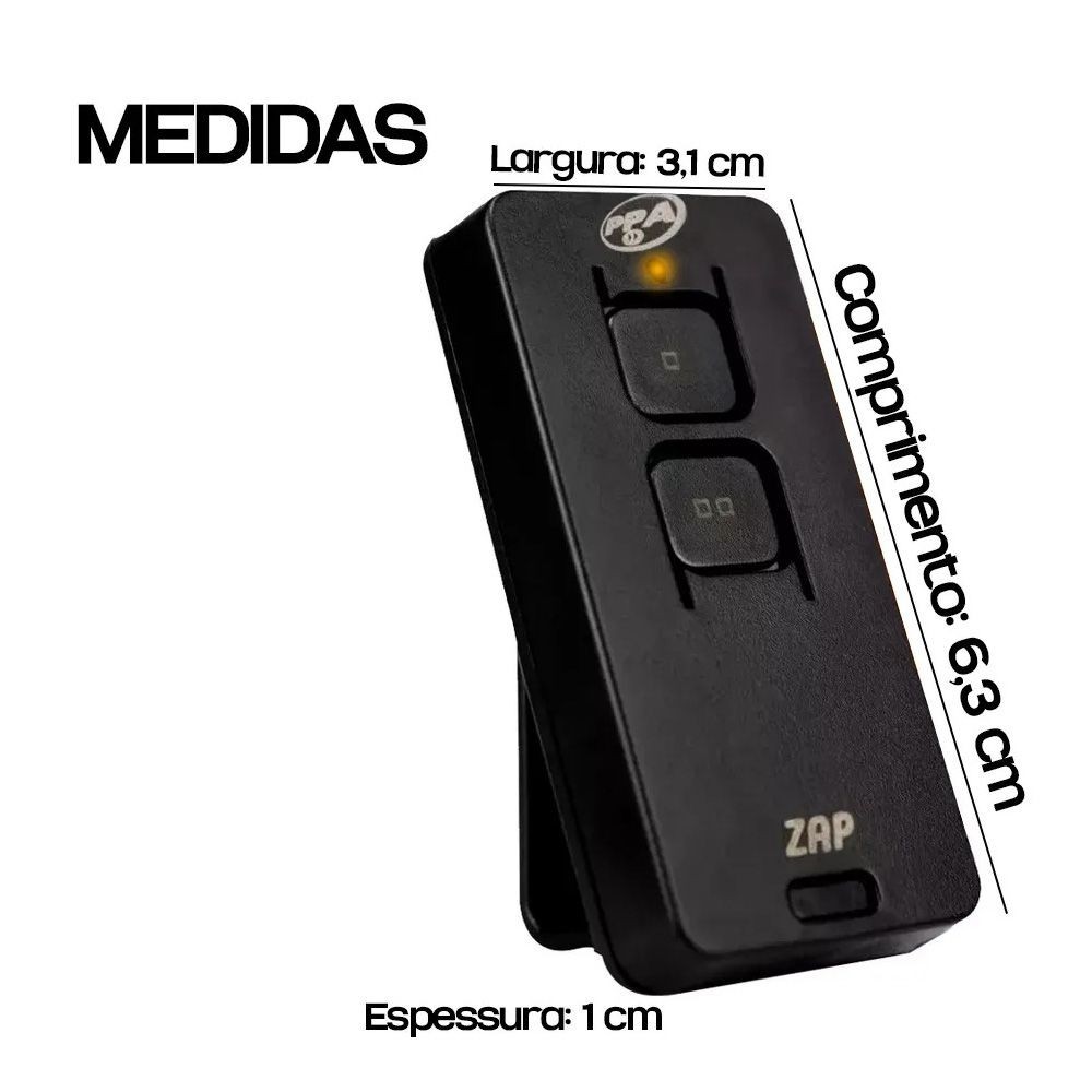 Controle Remoto PPA ZAP POP 2 Botões Preto 433.92MHZ · foto 2