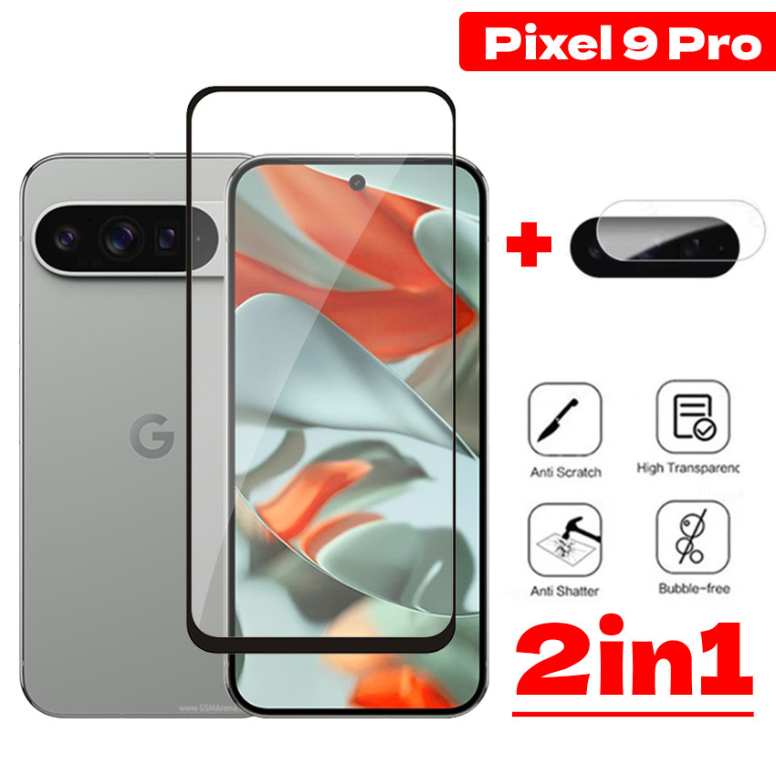 Para Google Pixel 9a 9 Pro 9Pro Xl 8 7 6 Vidro do Telefone Temperado com Cola Completa Protetor de Tela Câmera HD Pixel9
