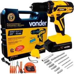Furadeira Parafusadeira 12V PFV 012 Kit VONDER + Kit 6 Peças SPARTA