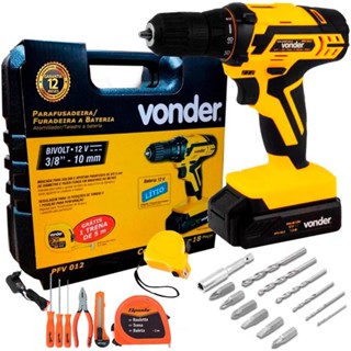 Furadeira Parafusadeira 12V PFV 012 Kit VONDER + Kit 6 Peças SPARTA em Oferta na Shopee