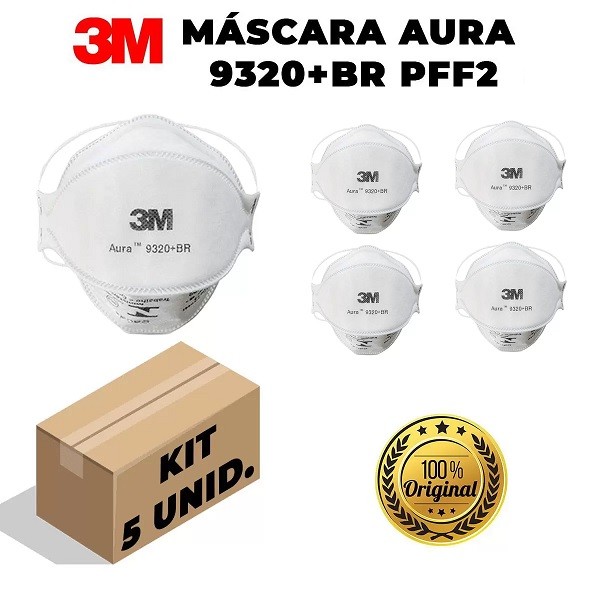 Kit com 5 Mascaras 3M PFF2 Aura 9320 em Oferta na Shopee
