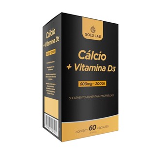 CÁLCIO 600MG + VITAMINA D3 200UI GOLD LAB COM 60 CÁPSULAS em Oferta na Shopee