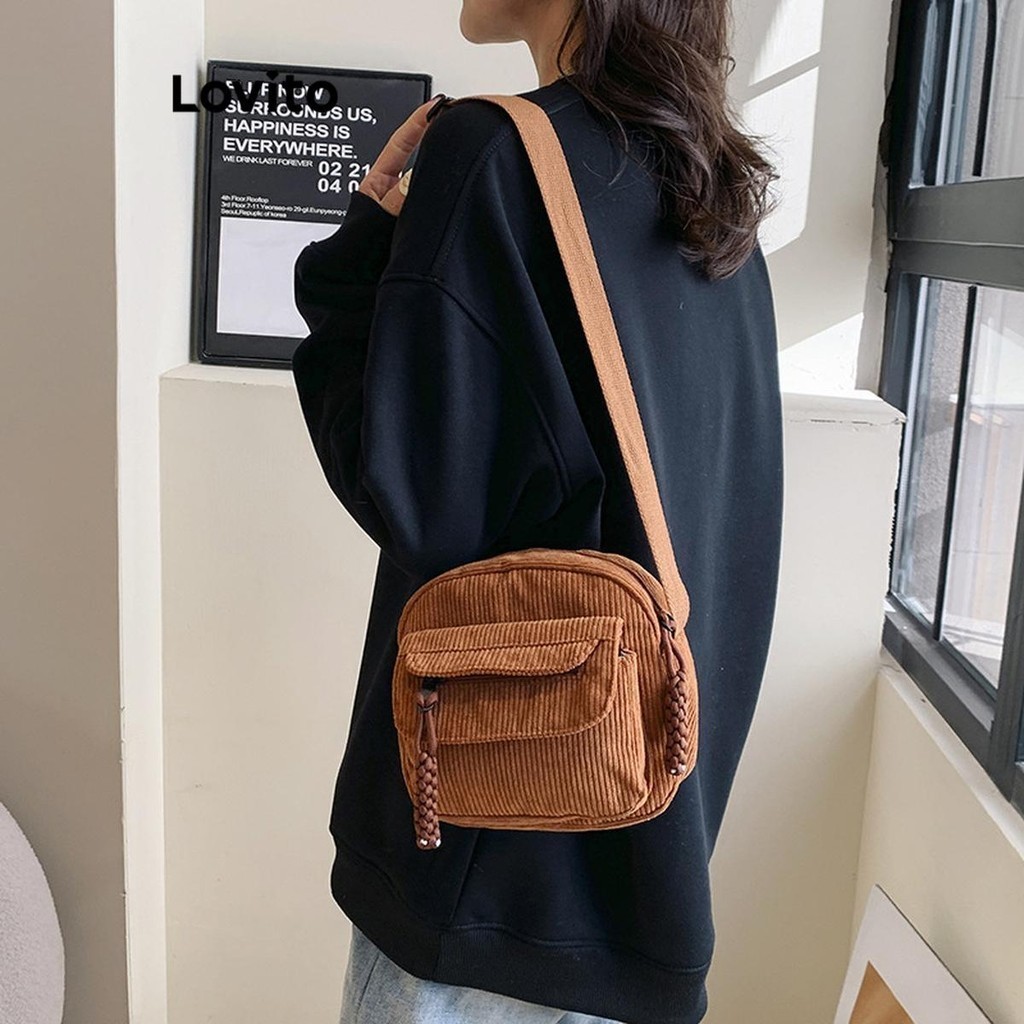 (Trendy) Lovito Bolsa De Ombro Pequena Casual Simples Bolsa De Ombro Pequena Para Mulheres LFA19433 - Women Bags
