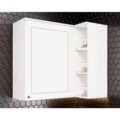 Armário Aéreo p/ Cozinha Americana Canto Reto 3 Nichos e c/1 Porta 94cm Branco - Henn