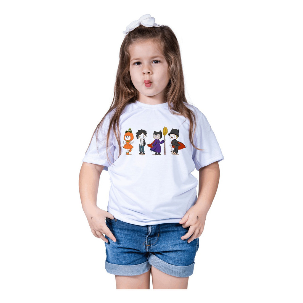 Camiseta Blusa Infantil Unisex Halloween Bruxas Terror Medo