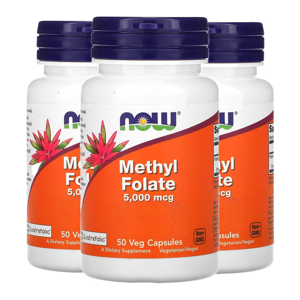 Kit 3x Folato de Methyl 5000mcg Now Foods 50 Cápsulas Importado /Made in Usa