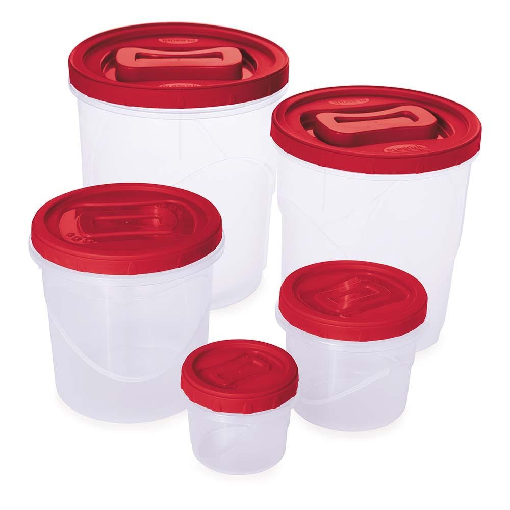 Kit 5 Potes Porta Mantimentos Médios Redondos Plasútil em Oferta na Shopee