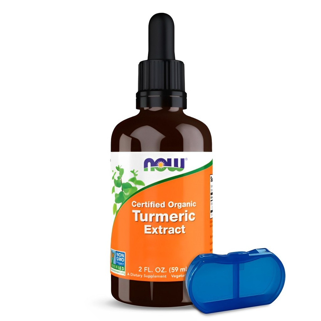 Extrato Cúrcuma Now Foods 59ml Orgânico + Porta Cápsulas - Health