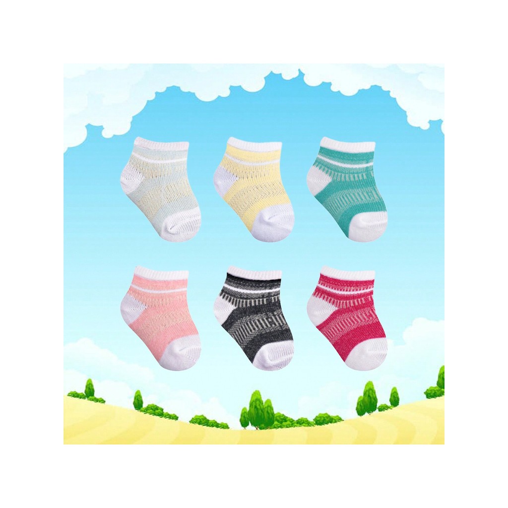 Kit Com 12 Pares de Meias Para Bebês (Recém Nascido) - Sortidas 0 a 6 Meses