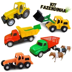 Kit economico brinquedo 5 carrinho fazenda trator caminhão boiadeiro areia presente menino doação