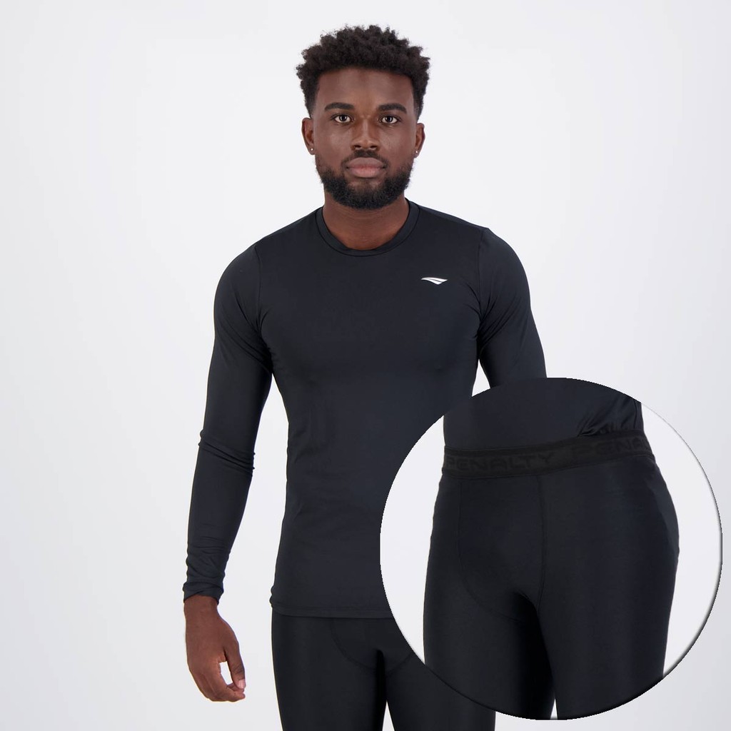 Conjunto Térmico Penalty X Camisa e Calça Preta em Oferta na Shopee