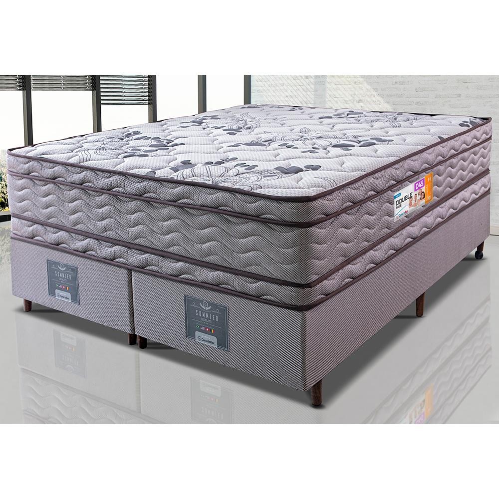 Cama Box Queen Colchão OrtoFirm + Box 158x198x71 Double Face Espuma D45 Cinza