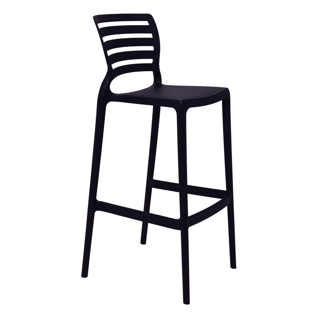 Banqueta Para Bar Alta Tramontina Sofia Preta Em Polipropileno Empilhável em Oferta na Shopee