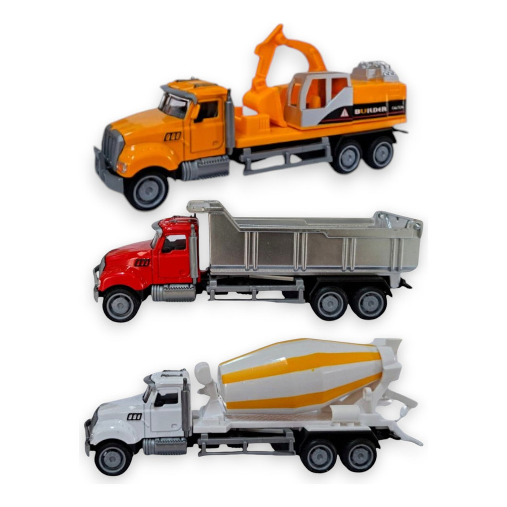 Caminhão de Construção Miniatura Coleção Die Cast Escavadeira Betoneira Caçamba Carrinhos de Coleção